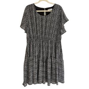 Women's‎ Nemidor Black and White Ruffled Dress Size 16 Extra Large